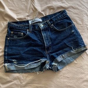 High Waisted Dark Blue Jean Shorts